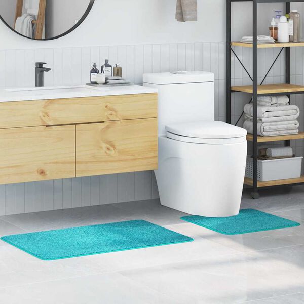 vidaXL Sada protiskluzov&yacute;ch koupelnov&yacute;ch rohož&iacute; 2 pcs Tyrkysov&aacute; PP