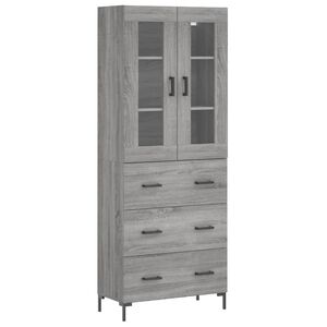 vidaXL Skř&iacute;ň highboard &scaron;ed&aacute; sonoma 69,5 x 34 x 180 cm kompozitn&iacute; dřevo