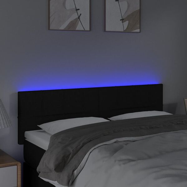vidaXL Čelo postele s LED čern&eacute; 144x5x78/88 cm textil