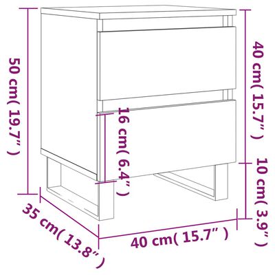 vidaXL Noční stolek bílá 40x35x50 cm kompozitní dřevo