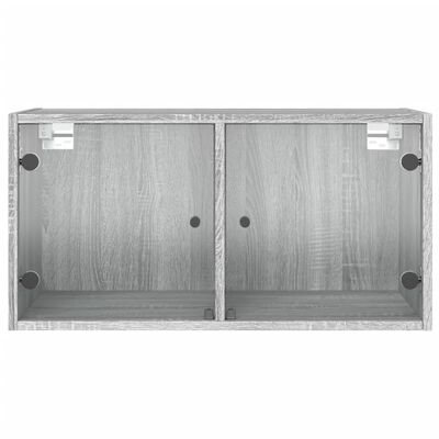 vidaXL Nástěnná skříňka se skleněnými dvířky šedá sonoma 68,5x37x35 cm