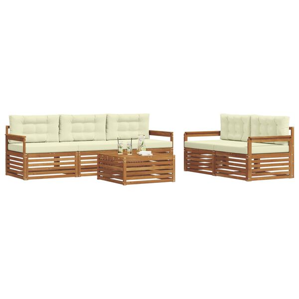 vidaXL Venkovn&iacute; pohovkov&aacute; souprava 6 pcs Přirozen&aacute; a Kr&eacute;mov&aacute;