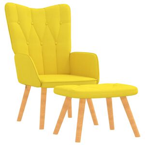 vidaXL Relaxačn&iacute; křeslo se stoličkou hořčicově žlut&eacute; textil