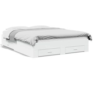 vidaXL R&aacute;m postele se z&aacute;suvkami b&iacute;l&yacute; 150 x 200 cm kompozitn&iacute; dřevo