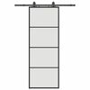 vidaXL Posuvn&eacute; dveře se sadou kov&aacute;n&iacute; čern&eacute; 76x205 cm ESG Glass
