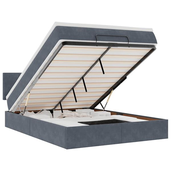 vidaXL Osmansk&yacute; r&aacute;m postele s matrac&iacute; tmavě &scaron;ed&aacute; 140x200cm samet