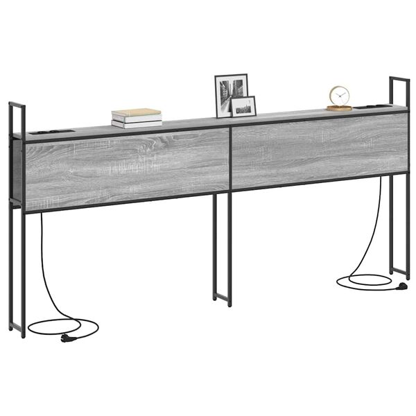 vidaXL &Uacute;ložn&aacute; hlavov&aacute; deska s nab&iacute;jec&iacute; stanic&iacute; &Scaron;ed&aacute; sonoma 200 cm