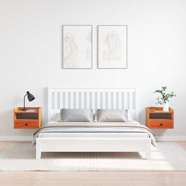 vidaXL Nočn&iacute; stolek se z&aacute;suvkou 2 pcs Voskově hněd&aacute; 38 x 36 x 29,5 cm