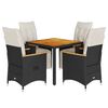 vidaXL 5d&iacute;ln&yacute; zahradn&iacute; bistro set s podu&scaron;kami čern&yacute; polyratan