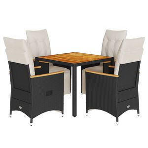 vidaXL 5d&iacute;ln&yacute; zahradn&iacute; bistro set s podu&scaron;kami čern&yacute; polyratan