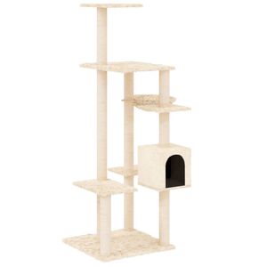 vidaXL &Scaron;krabadlo pro kočky se sisalov&yacute;mi sloupky kr&eacute;mov&eacute; 142 cm