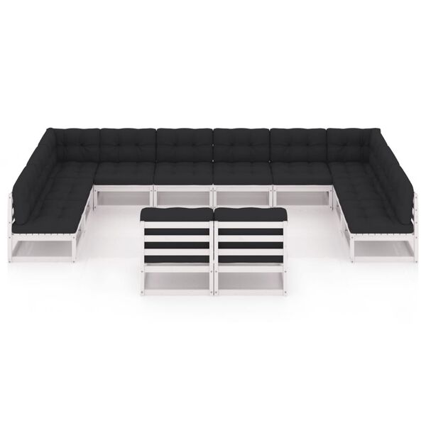 vidaXL 12d&iacute;ln&aacute; zahradn&iacute; souprava s podu&scaron;kami b&iacute;l&aacute; masivn&iacute; borovice