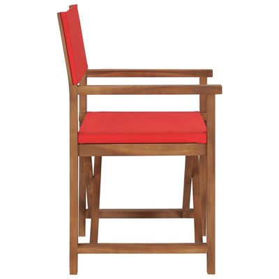 vidaXL Režisérská židle masivní teakové dřevo červená