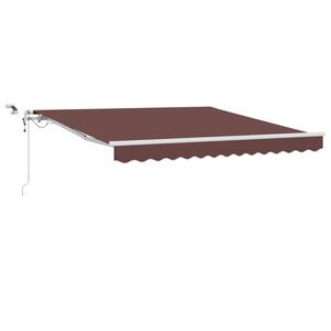 vidaXL Automatick&aacute; zatahovac&iacute; mark&yacute;za s LED hněd&aacute; 300 x 250 cm