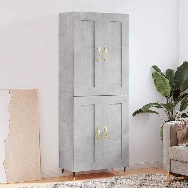 vidaXL Skř&iacute;ň highboard betonově &scaron;ed&aacute; 69,5x34x180 cm kompozitn&iacute; dřevo