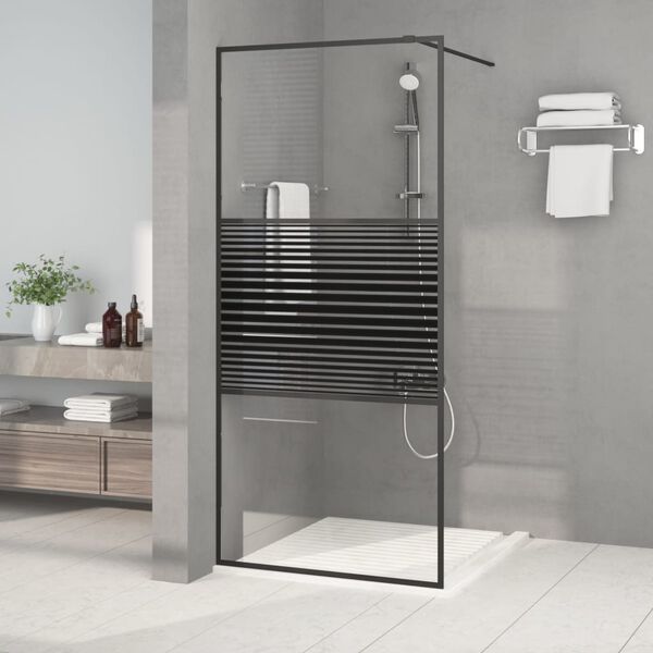 vidaXL Sprchov&aacute; z&aacute;stěna walk-in čern&aacute; 90 x 195 cm čir&eacute; ESG sklo