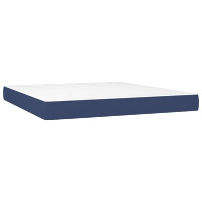 vidaXL Box spring postel s matrací a LED modrá 160x200 cm textil