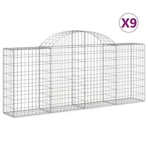 vidaXL Klenut&eacute; gabionov&eacute; ko&scaron;e 9 ks 200x30x80/100 cm pozinkovan&eacute; železo