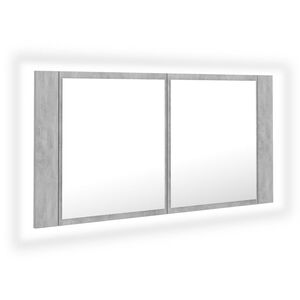 vidaXL LED koupelnov&aacute; skř&iacute;ňka se zrcadlem betonově &scaron;ed&aacute; 90x12x45 cm