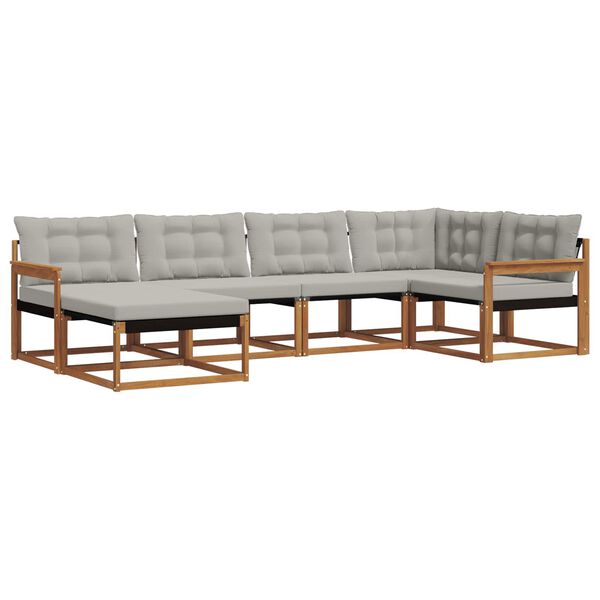 vidaXL Venkovn&iacute; pohovkov&aacute; souprava 6 pcs Př&iacute;rodn&iacute; a světle &scaron;ed&aacute;