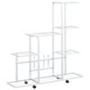 vidaXL Stojan na květiny na kolečk&aacute;ch 94,5 x 25 x 92,5 cm b&iacute;l&yacute; kov