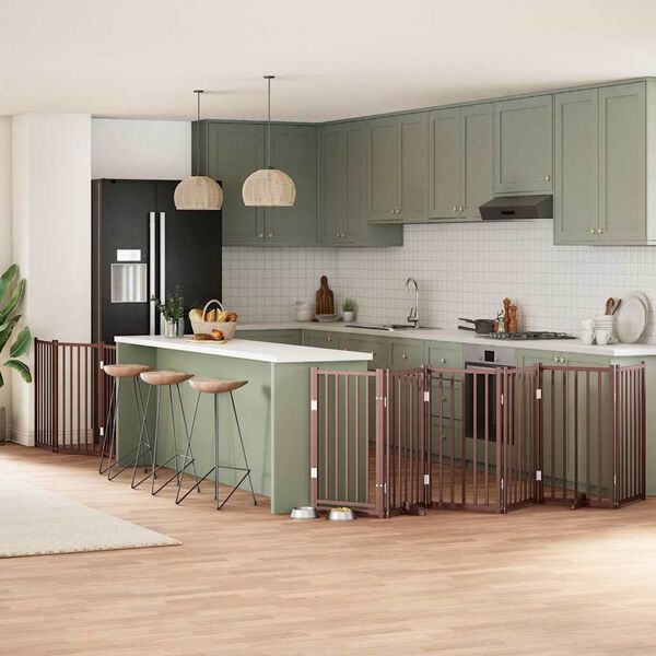 vidaXL Z&aacute;brana pro psy s dv&iacute;řky skl&aacute;dac&iacute; 9 panelů hněd&aacute; 450 cm topol