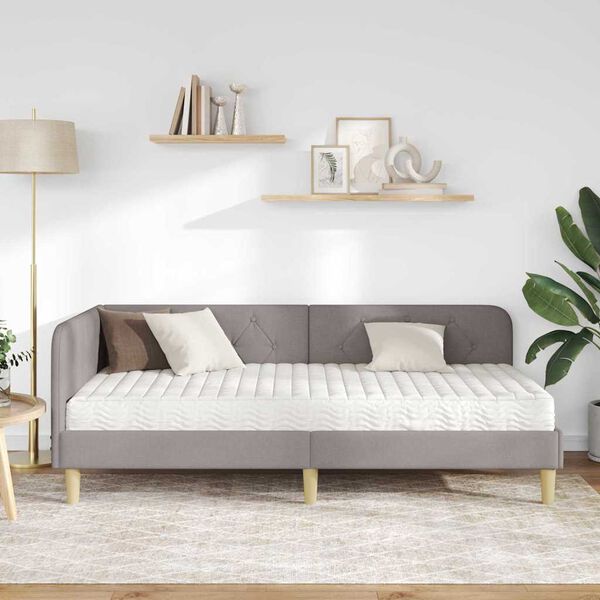 vidaXL Rohov&yacute; r&aacute;m postele s matrac&iacute; s čelo Taupe 90 x 200 cm textil