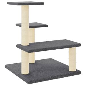 vidaXL &Scaron;krabadlo pro kočky se sisalov&yacute;mi sloupky tmavě &scaron;ed&eacute; 61 cm