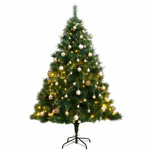 vidaXL Uměl&yacute; skl&aacute;pěc&iacute; v&aacute;nočn&iacute; stromek s 300 LED a koulemi 180 cm