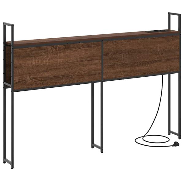 vidaXL &Uacute;ložn&aacute; hlavov&aacute; deska s nab&iacute;jec&iacute; stanic&iacute; s čelo Hněd&yacute; dub 135 cm