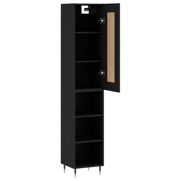 vidaXL Skř&iacute;ň highboard čern&aacute; 34,5 x 34 x 180 cm kompozitn&iacute; dřevo