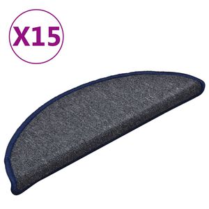vidaXL Schodov&eacute; rohože 15 ks 56 x 17 x 3 cm tmavě &scaron;ed&eacute; a modr&eacute;, půlkulat&eacute;