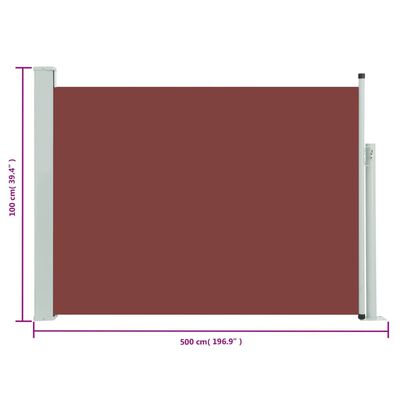 vidaXL Zatahovací boční markýza/zástěna na terasu 100 x 500 cm hnědá