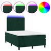 vidaXL Box spring postel s matrac&iacute; a LED tmavě zelen&aacute; 120x200 cm samet