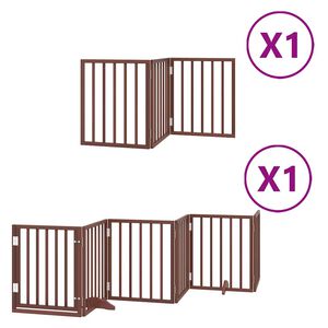 vidaXL Z&aacute;brana pro psy s dv&iacute;řky skl&aacute;dac&iacute; 9 panelů hněd&aacute; 450 cm topol