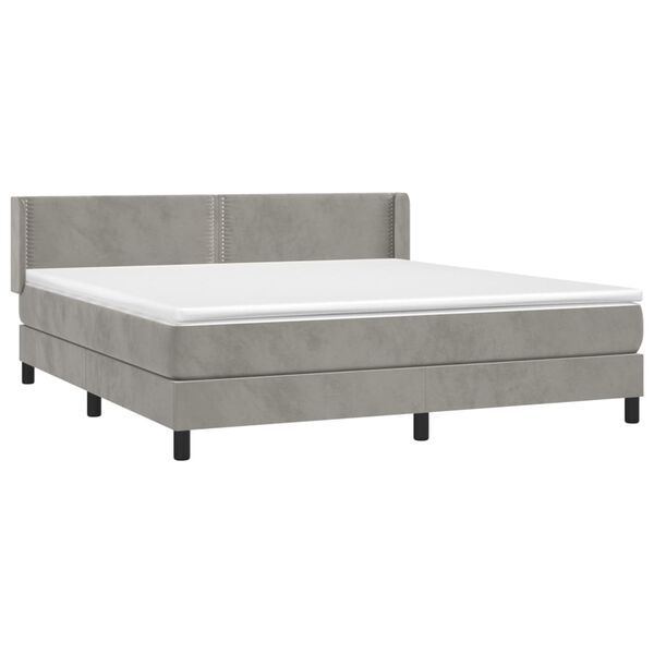 vidaXL Box spring postel s matrac&iacute; světle &scaron;ed&aacute; 180x200 cm samet