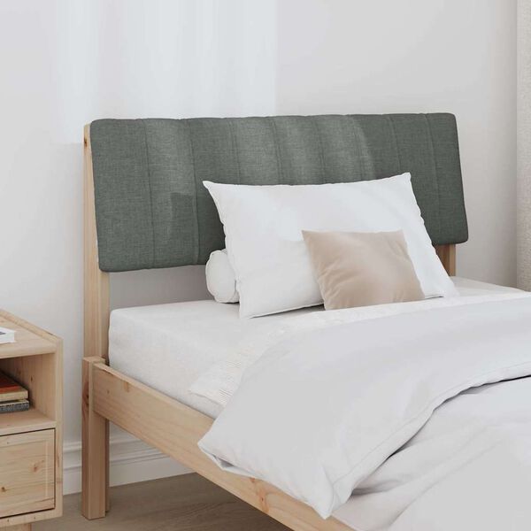 vidaXL Čalouněn&eacute; čelo postele Tmavě &scaron;ed&aacute; 90 cm Masivn&iacute; borov&eacute; dřevo