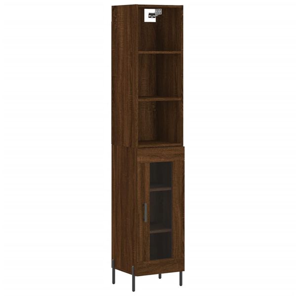 vidaXL Skř&iacute;ň highboard hněd&yacute; dub 34,5 x 34 x 180 cm kompozitn&iacute; dřevo