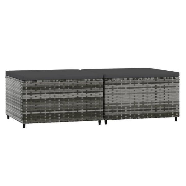 vidaXL Zahradn&iacute; podnožky s podu&scaron;kami 2 ks &scaron;ed&eacute; polyratan