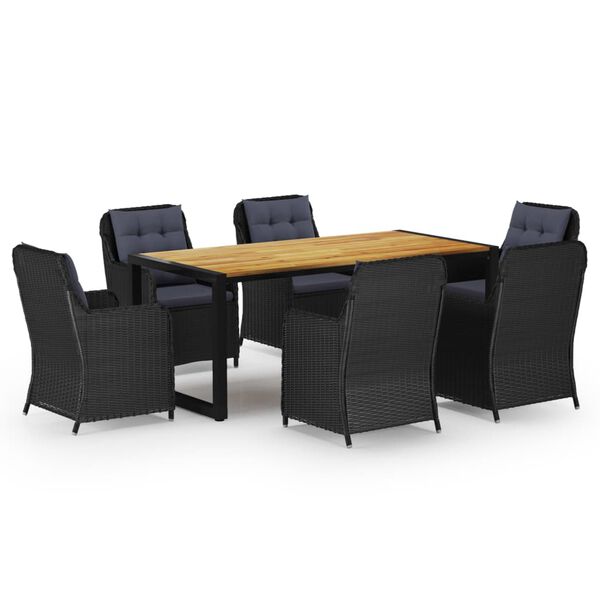 vidaXL 7d&iacute;ln&yacute; zahradn&iacute; j&iacute;deln&iacute; set čern&yacute;