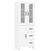 vidaXL Skř&iacute;ň highboard b&iacute;l&aacute; 69,5 x 34 x 180 cm kompozitn&iacute; dřevo