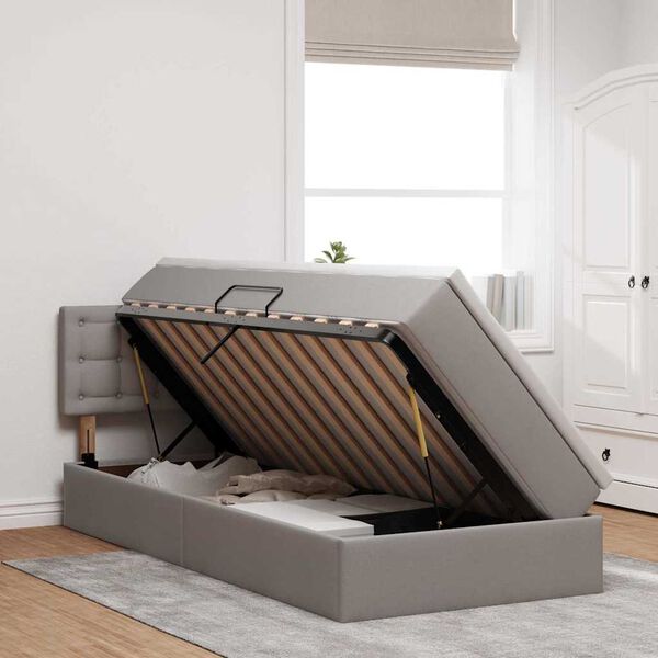 vidaXL Postel s &uacute;ložn&yacute;m prostorem a matrac&iacute; s čelo Taupe 90 x 190 cm