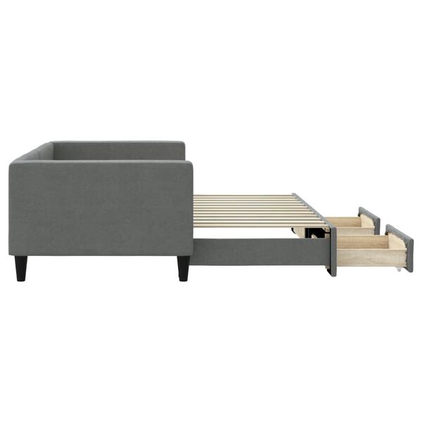 vidaXL V&aacute;lenda s přist&yacute;lkou a z&aacute;suvkami tmavě &scaron;ed&aacute; 90 x 200 cm textil