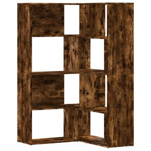 vidaXL Rohov&aacute; knihovna 4patrov&aacute; kouřov&yacute; dub 85 x 85 x 140 cm kompozit