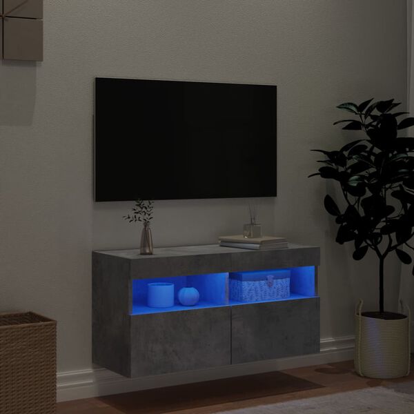 vidaXL Nástěnná TV skříňka s LED osvětlením betonově šedá 80x30x40 cm