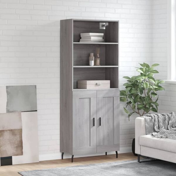 vidaXL Skříň highboard šedá sonoma 69,5 x 34 x 180 cm kompozitní dřevo