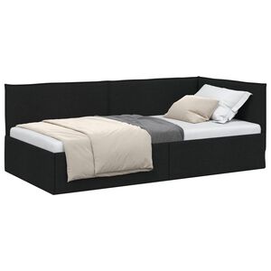 vidaXL Rohov&yacute; r&aacute;m postele s čelo Čern&yacute; 80 x 200 cm textil