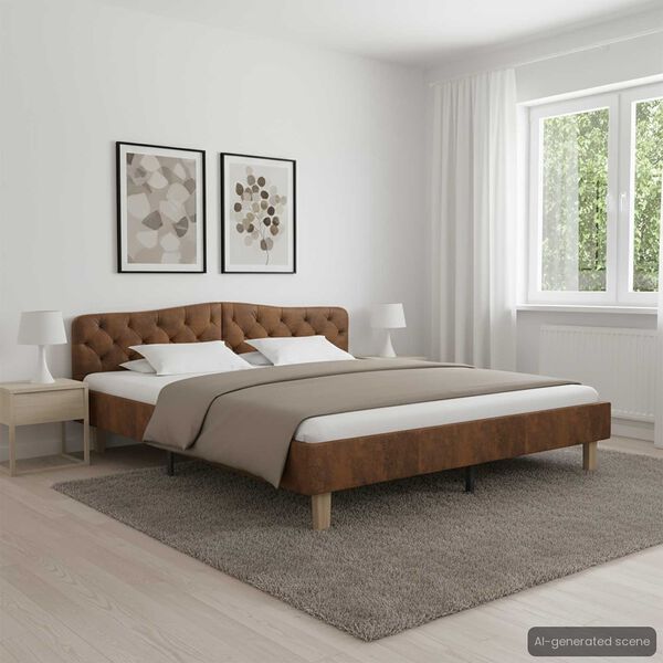 vidaXL Rám postele hnědý umělá broušená kůže 180 x 200 cm