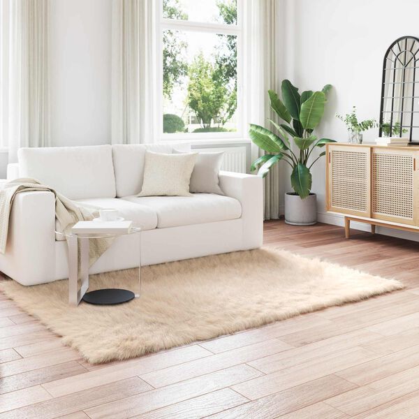 vidaXL Uměl&yacute; ovč&iacute; koberec Tafalla B&eacute;žov&aacute; 120 x 170 cm Polyester