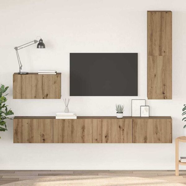 vidaXL Nástěnná skříň na TV 4 pcs Artisanový dub kompozitní dřevo